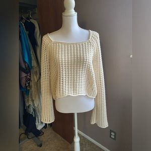 Target Off-White Crochet Bell-Sleeve Top